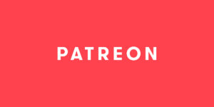 Patreon Logo. Red with white letters